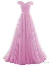 Beautiful Lavender Tulle Off Shoulder Long Semi Formal Prom Dress, Beautiful Party Gowns